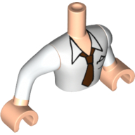 Minidoll Torso Man with White Shirt and Red Tie Print, White Sleeves and Light Nougat Hands Hellnougat