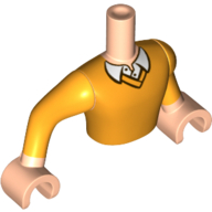 Minidoll Torso Man with Orange Sweater, White Collar Print, Light Nougat Arms with Orange Sleeves Print, Light Nougat Hands Light Nougat