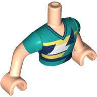 Minidoll Torso Man with Dark Turquoise Shirt, Dark Blue Trim Hellnougat