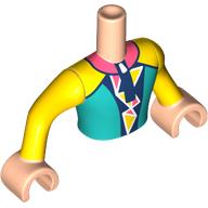 Minidoll Torso Man with Light Nougat Hands, Yellow/Dark Azure Wetsuit, Dark Blue Trim , Coral Collar print Hellnougat