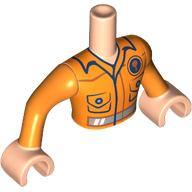 Minidoll Torso Man with Light Nougat Hands, Orange Shirt, Dark Blue Trim, Reflective Stripe print Hellnougat