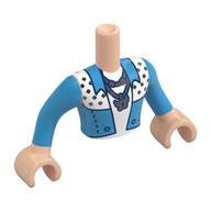 Minidoll Torso Man with Blue Jacket, Dark Blue Trim, Silver Dots, Necklace with Music Note, White Shirt print, Light Nougat Arms and Hands Hellnougat