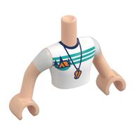 Minidoll Torso Man with Whistle, Orange Tent, Dark Blue Trees, Dark Turquoise Sky, Ground print, Light Nougat Arms and Hands Hellnougat
