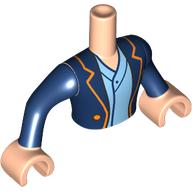 Minidoll Torso with Uniform, Dark Blue Jacket, Gold Trim, Bright Light Blue Shirt print, Dark Blue Arms, Light Nougat Hands Light Nougat