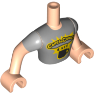 Minidoll Torso Man with Dark Gray Short Sleeves T-Shirt with 'Capes&Cowls CAFE' and Cup logo - Light Nougat Arms and Hands Light Nougat