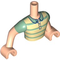 Minidoll Torso Man with Tan and Sand Green Striped Shirt Print, Light Nougat Arms and Hands Hellnougat