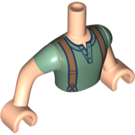 Minidoll Torso Man with Sand Green Shirt with Brown Suspenders, Light Nougat Arms Hellnougat