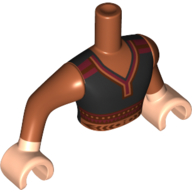 Minidoll Torso Man with Black Tunic, Dark Orange/Dark Red Trim, Dark Orange Arm Dunkelorange