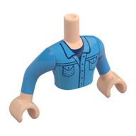 Minidoll Torso Man with Denim Shirt, Dark Blue Trim print, Light Nougat Arms and Hands Hellnougat