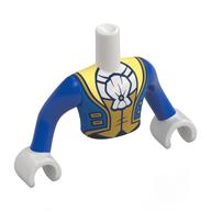 Minidoll Torso Man with White Arms and Hands with Uniform, Blue Jacket, Bright Light Yellow Collar, Sea Shell, Gold Vest print White
