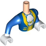 Minidoll Torso Man with Blue Coat with White Ascot, Yellow Trim Print, Blue Arms with White Gloves Print Hellnougat
