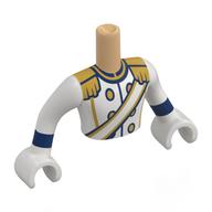 Minidoll Torso Man with White Arms and Hands with White Uniform, Sash, Gold Lapels, Buttons print White