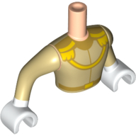 Minidoll Torso Man with Arms and White Hands with Tan Top and Sleeves with Gold Necklace Print Hellnougat