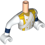 Minidoll Torso Man with White Uniform, Sash, Gold Stripes on Buttons Print (Prince Eric) Hellnougat