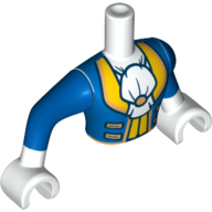 Minidoll Torso Man with Blue Coat with White Ascot, Yellow Trim Print, White Arms and Hands with Blue Sleeves Print White