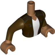 Minidoll Torso Man with Dark Brown Jacket, White Shirt print, Medium Nougat Hands Medium Nougat