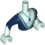 Minidoll Torso Man with Dark Blue Low Cut Shirt, Medium Blue Trim, Dark Blue Pendant Hellaqua