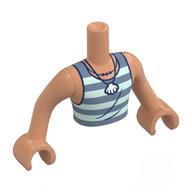 Minidoll Torso Man with Nougat Arms and Hands with Light Aqua/Sand Blue Shirt, White Shell Necklace print Nougat