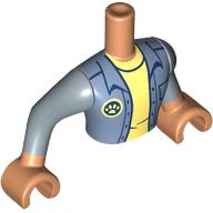 Minidoll Torso Man with Sand Blue Jacket, Bright Light Yellow Shirt, Paw print, Nougat Arms and Hands Nougat