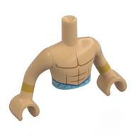Minidoll Torso Man with Warm Tan Arms and Hands with Bare Chest, Medium Blue Waist, Gold Bracelets print Warmes Beige