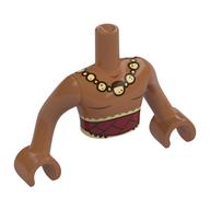 Minidoll Torso Man with Sienna Brown Arms and Hands with Dark Red Cloth, Tan Beads Necklace print Sienna Brown