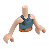 Minidoll Torso Woman with Metal Blue Top, Dark Blue Trim, Orange Belt print, Light Nougat Arms and Hands Hellnougat