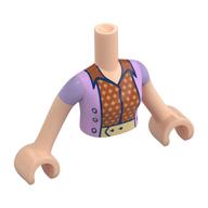 Minidoll Torso Woman with Lavender Jacket, Dark Orange/Orange Diamond Shirt, Bright Light Yellow Belt print, Light Nougat Arms and Hands Light Nougat