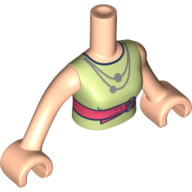 Minidoll Torso Woman with Lime Dress, Coral Belt, Silver Necklace Print, Light Nougat Arms with Hands Light Nougat