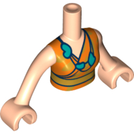Minidoll Torso Woman, Orange Dress, Bright Light Orange Belt, Dark Turquoise Necklace, Light Nougat Hands and Arms Hellnougat