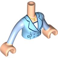 Minidoll Torso Woman with Bright Light Blue Jacket, White Shirt, Bright Light Blue Arms print, Light Nougat Arms and Hands Light Nougat