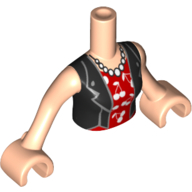 Minidoll Torso Woman with Black Jacket, Red Shirt with White Cherries, White Pearls Print Hellnougat