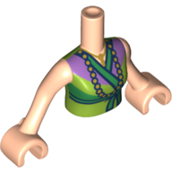 Minidoll Torso Woman with Lime with Green Coat/Dress, Lavender Trim, Pearl Necklace Print Light Nougat