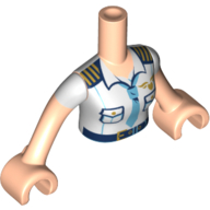Minidoll Torso Woman Security Uniform, White Shirt, Medium Blue Tie, Dark Blue Trim, Belt Light Nougat