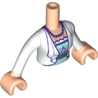 Minidoll Torso Woman with White Jacket, Dark Turquoise/Dark Purple Shirt, Necklace Print, Light Nougat Hands Light Nougat