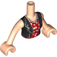 Minidoll Torso Woman Black Jacket, Red Dress, Pearl Necklace print with Light Nougat Hands Light Nougat