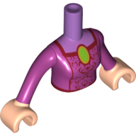 Minidoll Torso Woman with Lavender Collar, Lime Jewel print, Light Nougat Hands Mittellavendel