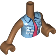 Minidoll Torso Woman with Medium Azure Jacket, Coral Shirt print, Medium Nougat Arms and Hand Mittelnougat