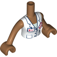 Minidoll Torso Woman with White Veterinarian Jacket Print, Medium Nougat Arms with Hands Medium Nougat