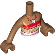 Minidoll Torso Woman, Tan, White, and Red Wrap Top, Necklace Print, Medium Nougat Arms and Hands Medium Nougat