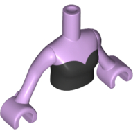 Minidoll Torso Woman with Black Strapless Top, Tied in Back Print, Lavender Arms with Hands Lavendel