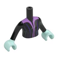 Minidoll Torso Woman with Light Aqua Arms and Hands with Dress, Lavender/Dark Purple Lines print Schwarz