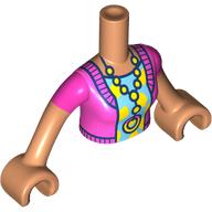 Minidoll Torso Woman with Magenta Sweater, Medium Azure/Yellow Shirt, Necklace print, Nougat Arms and Hands Nougat