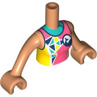 Minidoll Torso Woman with Coral/Yellow Shirt, Dark Blue Whale print, Nougat Arms and Hands Nougat