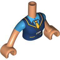 Minidoll Torso Woman with Dark Blue Uniform, Yellow Trim, Dark Azure Shirt, Tie print, Nougat Arms and Hands Nougat