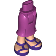 Minidoll Hips and Long Skirt with Light Nougat Legs and Dark Purple Sandals Print Magenta