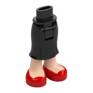 Minidoll Hips and Long Skirt with Light Nougat Legs, Red Shoes print Schwarz