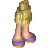 Minidoll Hips and Layered Skirt with Light Nougat Legs and Medium Lavender Shoes Print Pearl Gold