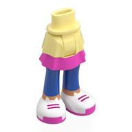 Minidoll Hips and Layered Skirt with Dark Pink Layer, Blue Legs, White Shoes, Dark Pink Laces print Leuchtendes Hellgelb