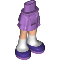 Minidoll Hips and Layered Skirt with Light Nougat Legs, White Socks and Dark Purple Shoes Print Medium Lavender