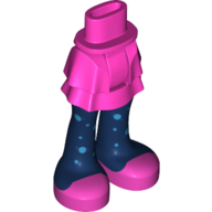 Minidoll Hips and Layered Skirt with Dark Blue Tights, Dark Pink Shoes Dunkelrosa